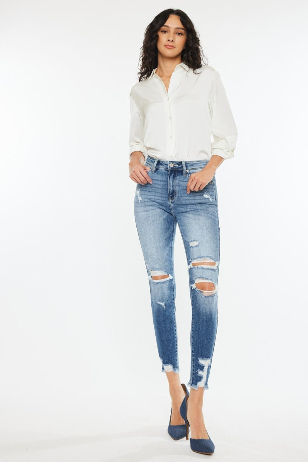 High Rise Frayed Ankle Skinny Jeans - ThingsWeUseAndLove 