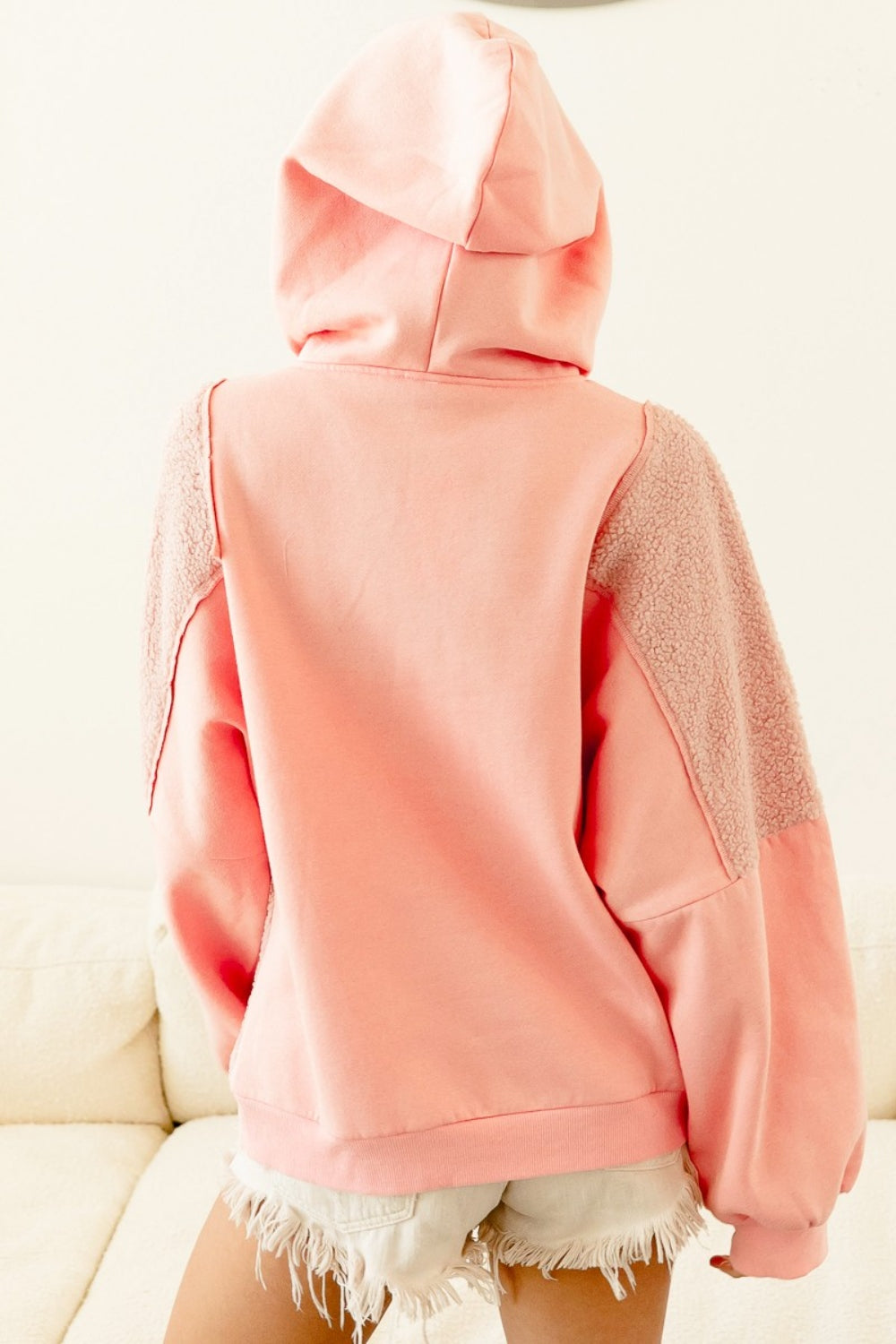 BiBi Square Panel Block Detailed Hoodie - ThingsWeUseAndLove 