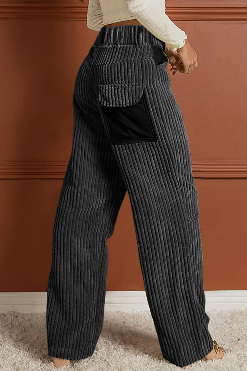 Ribbed Longline Pocketed Pants - ThingsWeUseAndLove 