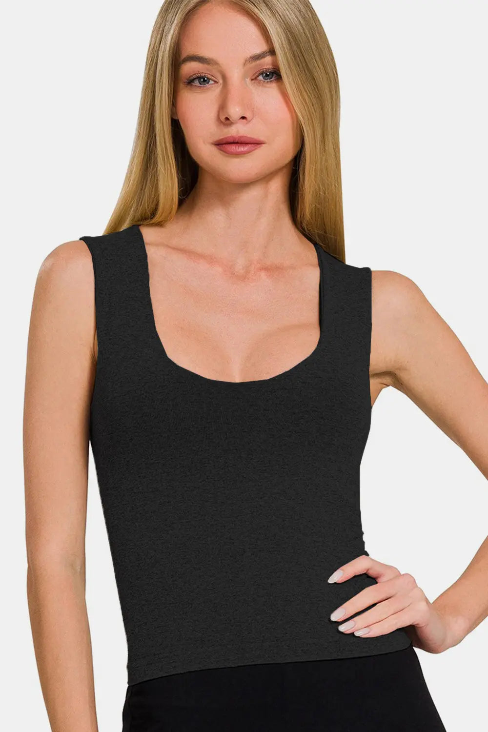 Liv Black Cropped Padded Seamless Tank - ThingsWeUseAndLove 