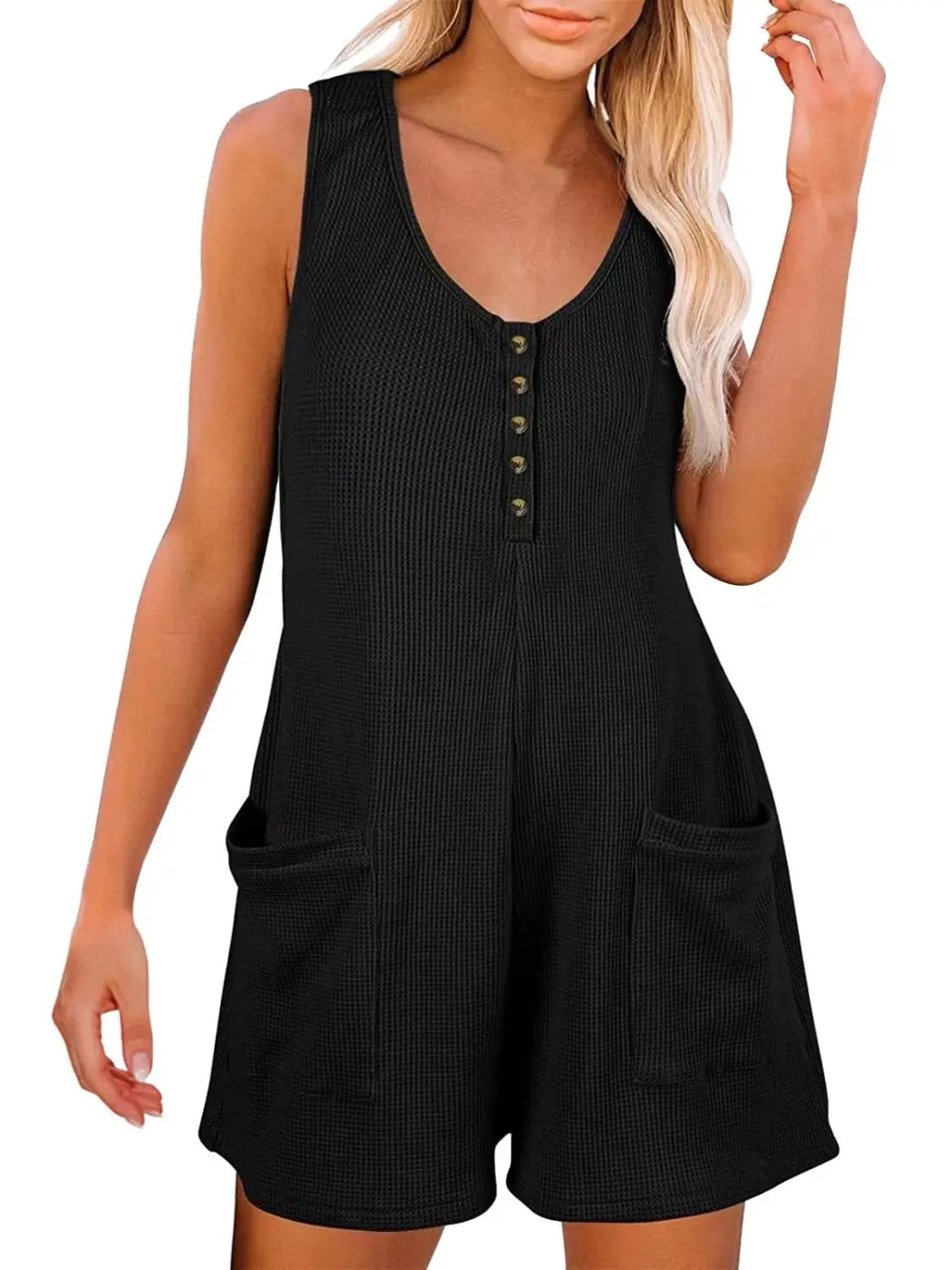 Size Inclusive Pocketed Scoop Neck Sleeveless Romper - ThingsWeUseAndLove 