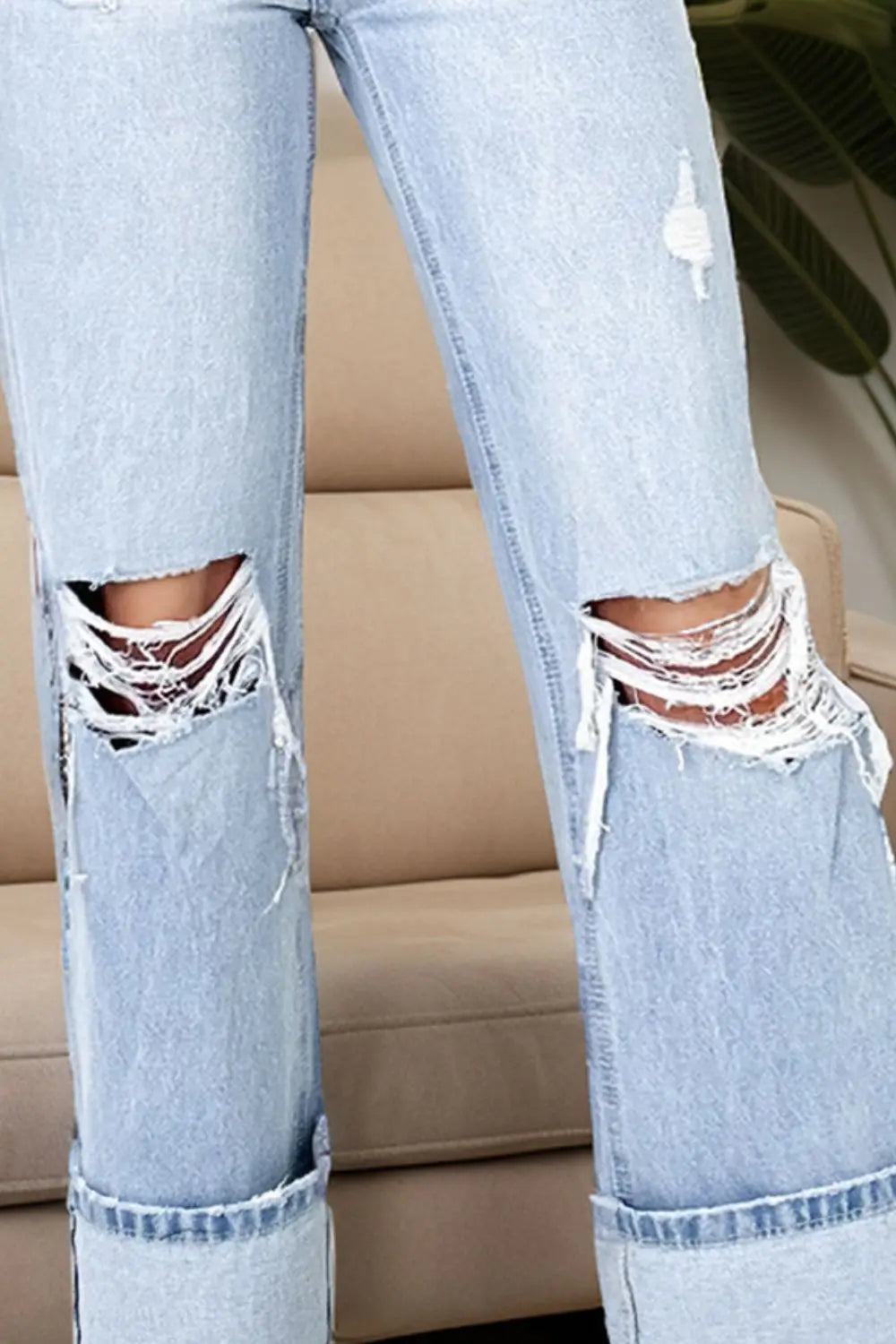 Misha Distressed High Waist Jeans with Pockets - ThingsWeUseAndLove 