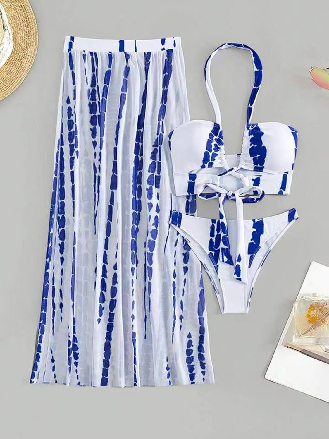 Printed Halter Neck Three-Piece Swim Set - ThingsWeUseAndLove 