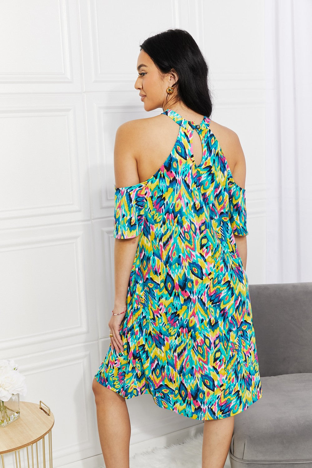 Perfect Paradise Printed Cold-Shoulder Dress - ThingsWeUseAndLove 