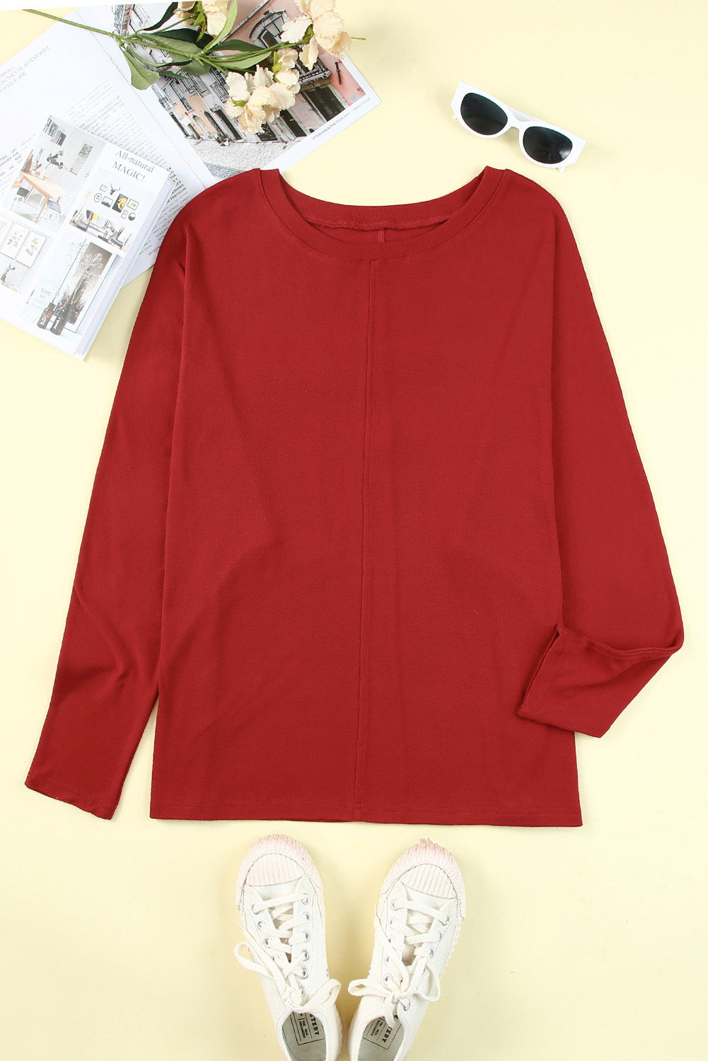 Casual Seam Long Sleeve Top - ThingsWeUseAndLove 