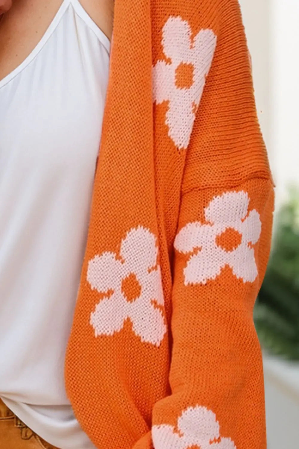 Fallon Flower Open Front Long Sleeve Cardigan - ThingsWeUseAndLove 