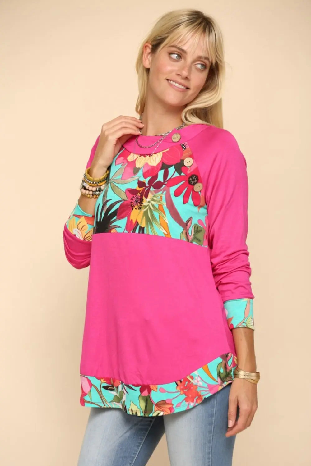 Kit Size Inclusive Tropical Print Long Sleeve T-Shirt - ThingsWeUseAndLove 