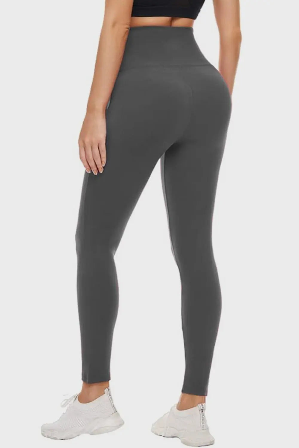 Pocketed High Waist Active Leggings - ThingsWeUseAndLove Dark-Gray-2XL