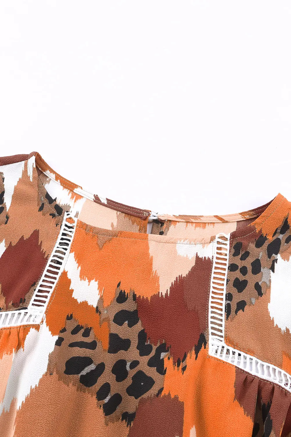 Boho Frill Multicolor Abstract Print Long Sleeve Blouse - ThingsWeUseAndLove 