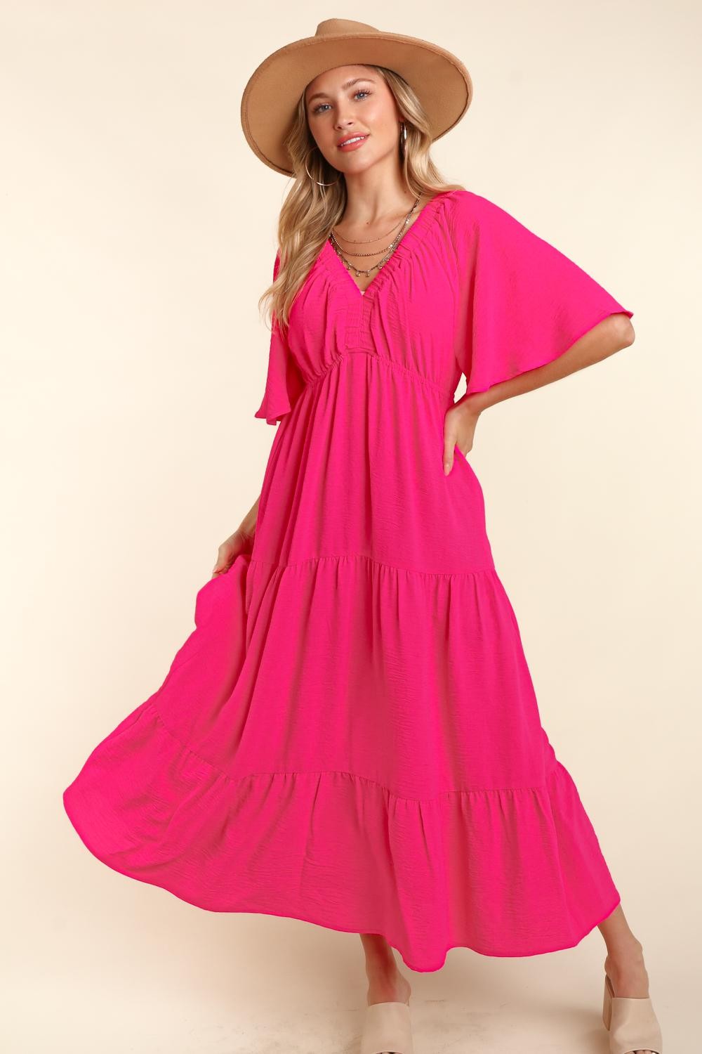 Haptics Tiered Babydoll Maxi Dress with Side Pocket - ThingsWeUseAndLove 