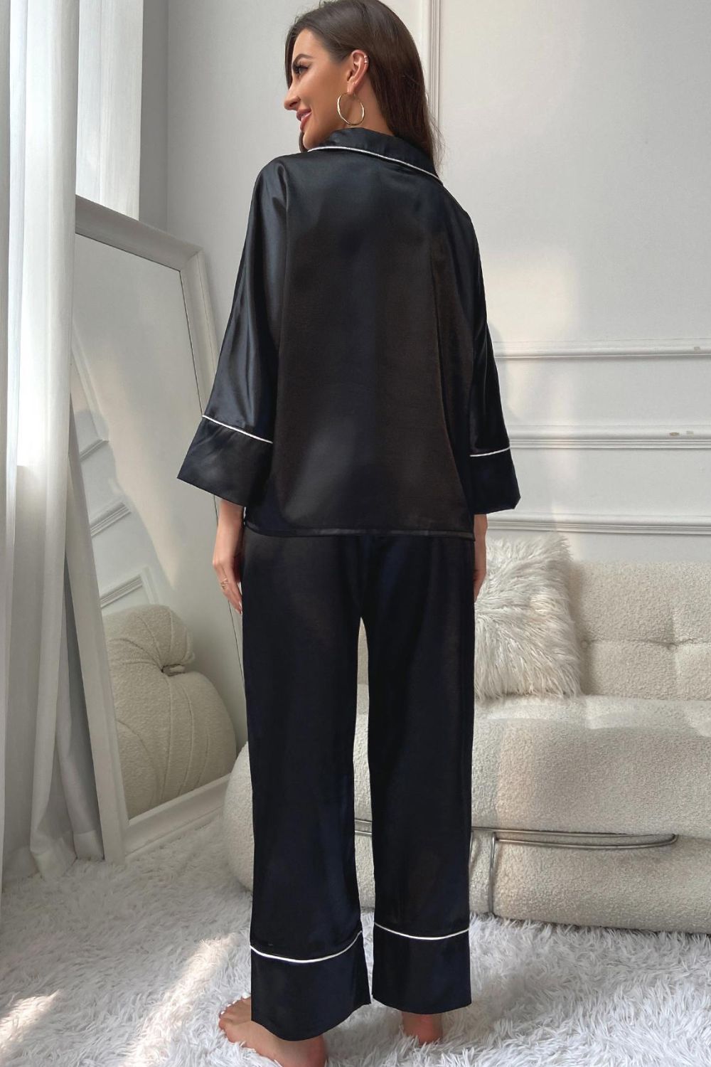 Malia Contrast Piping Pajama Set - ThingsWeUseAndLove 