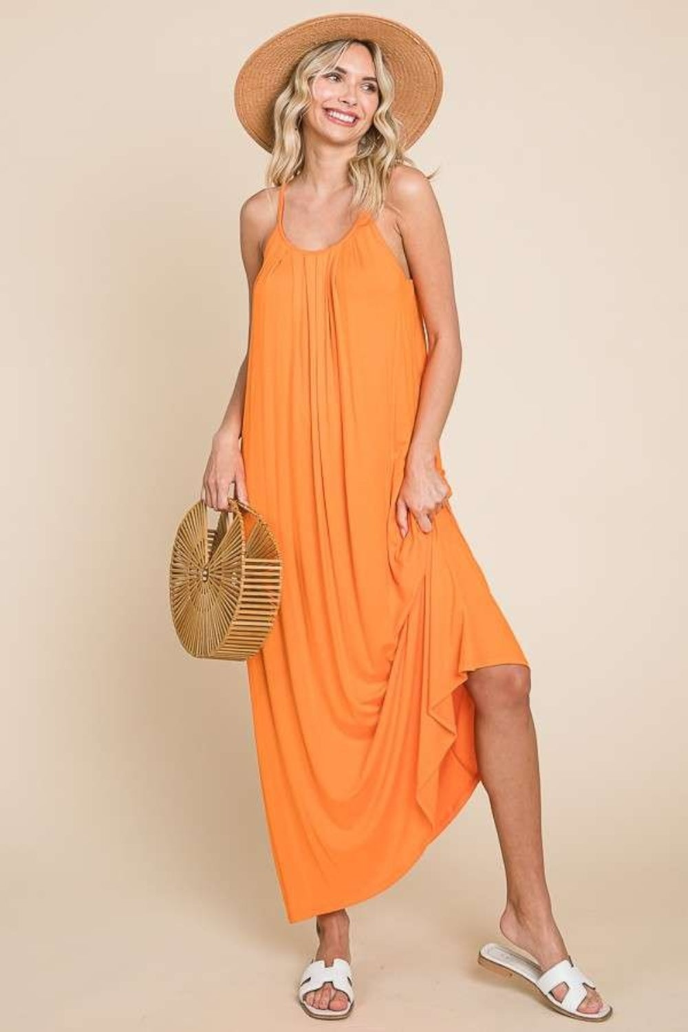 Tie Back Maxi Cami Dress - ThingsWeUseAndLove New-Sunkist-3XL