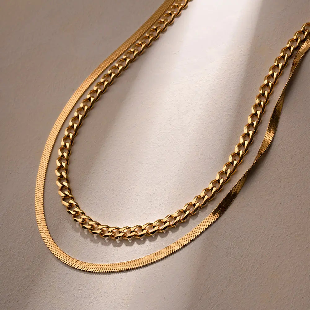 18K Gold-Plated Double Layered Necklace - ThingsWeUseAndLove 