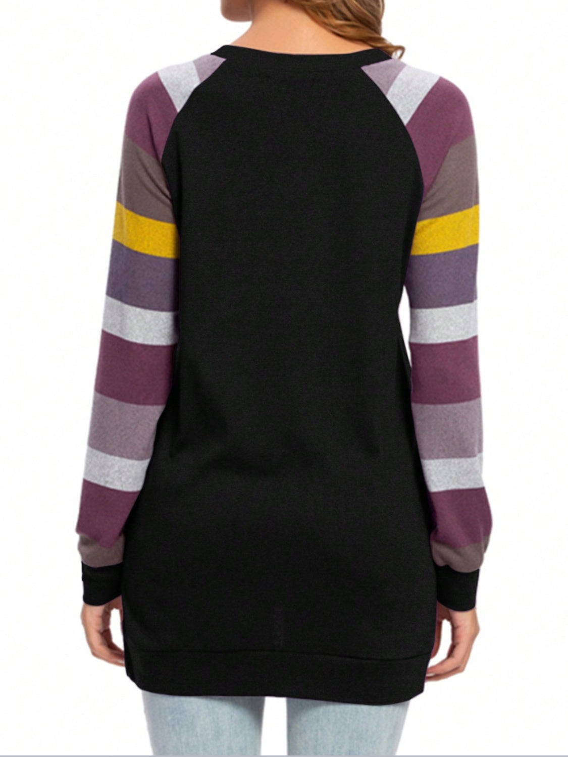 Doria Color Block Round Neck Long Sleeve T-Shirt - ThingsWeUseAndLove 