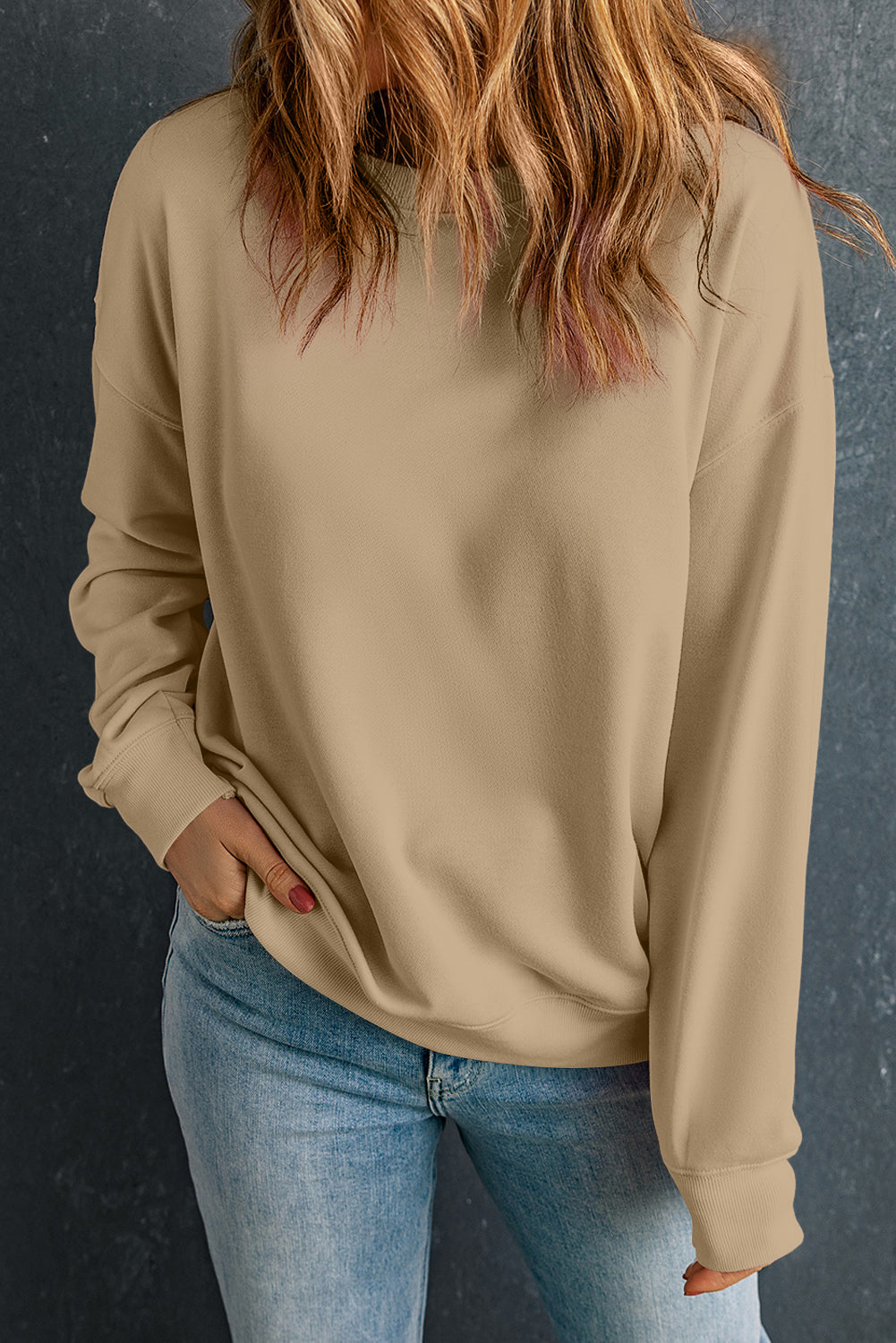 Irha Dropped Shoulder Round Neck  Sweatshirt - ThingsWeUseAndLove 