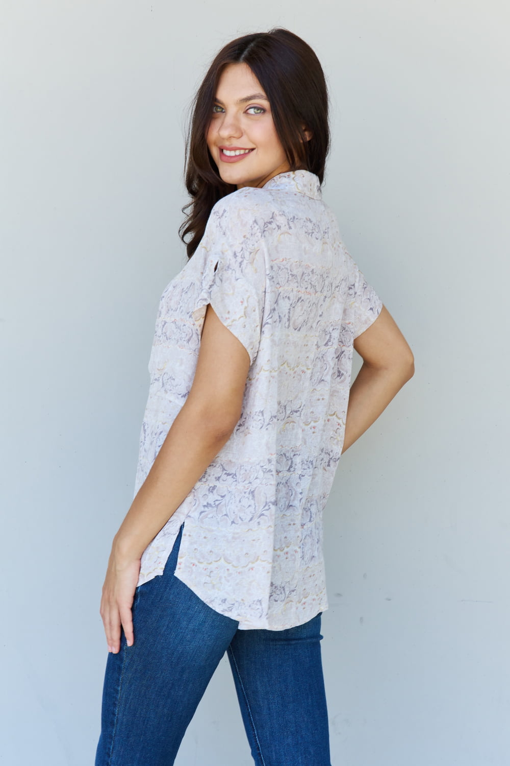 Floral Paisley Print Twist Tunic Top - ThingsWeUseAndLove 