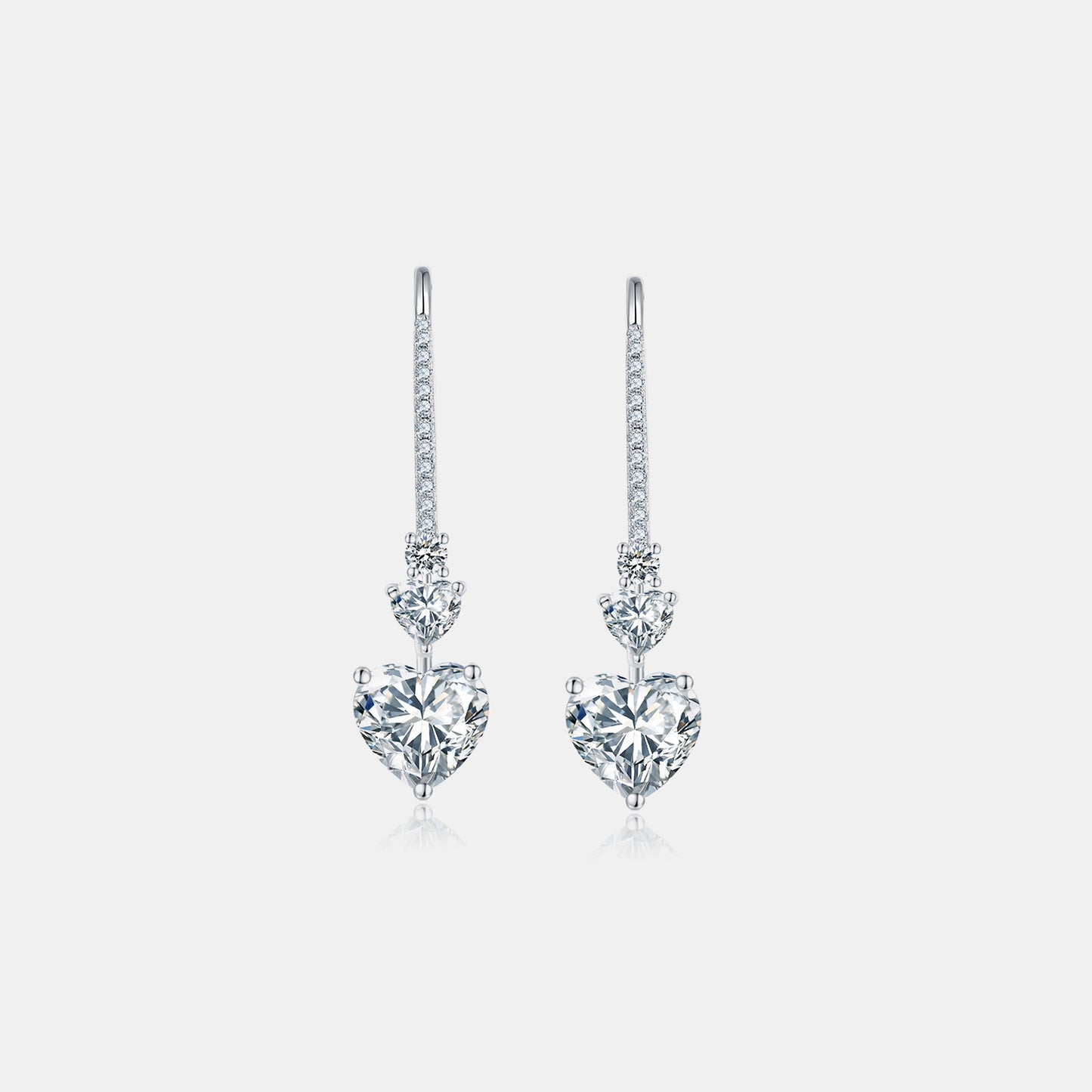 5.44 Carat 925 Sterling Silver Moissanite Heart Drop Earrings - ThingsWeUseAndLove Silver-One-Size