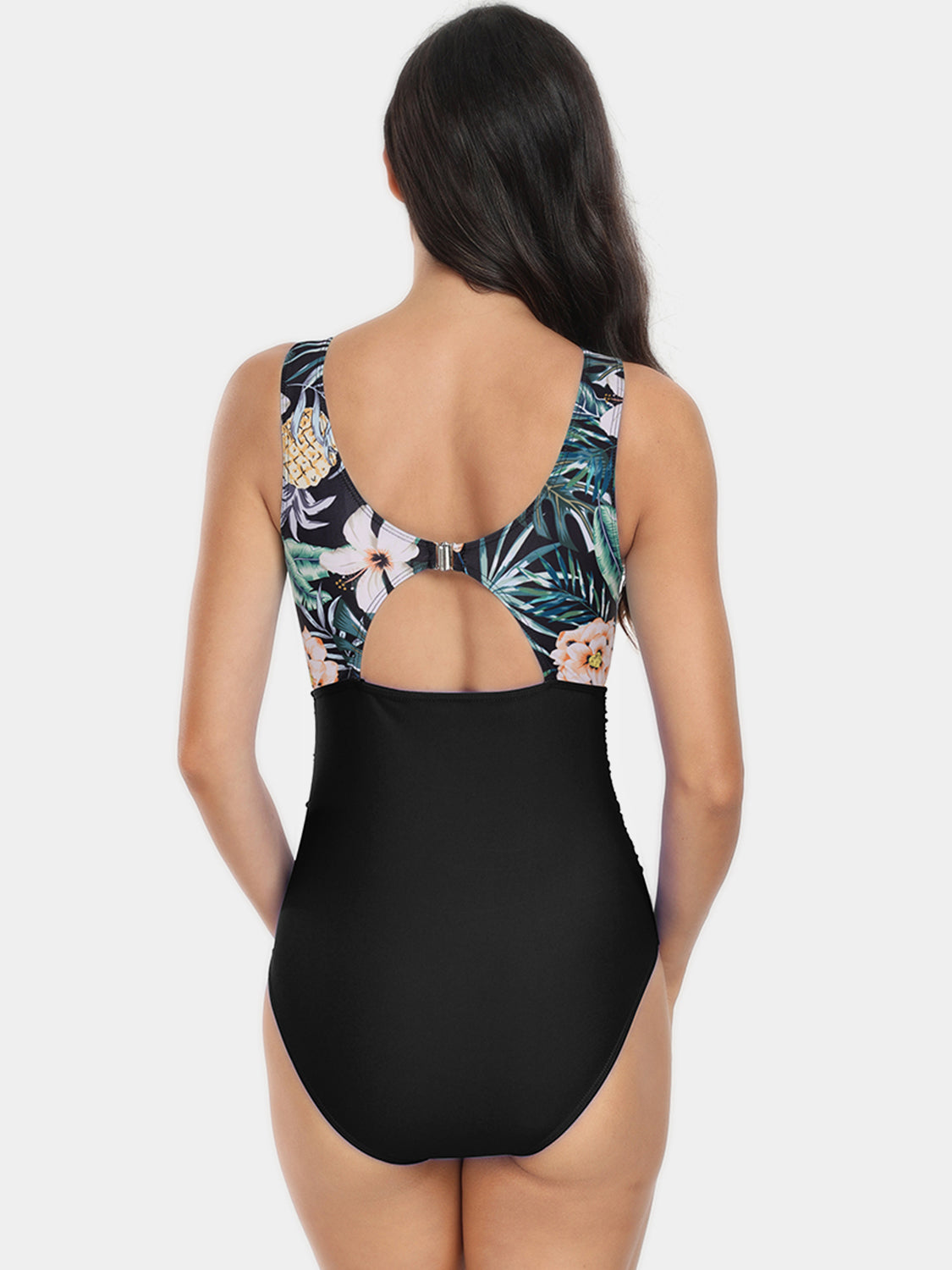 Cutout Printed Round Neck One-Piece Swimwear - ThingsWeUseAndLove 