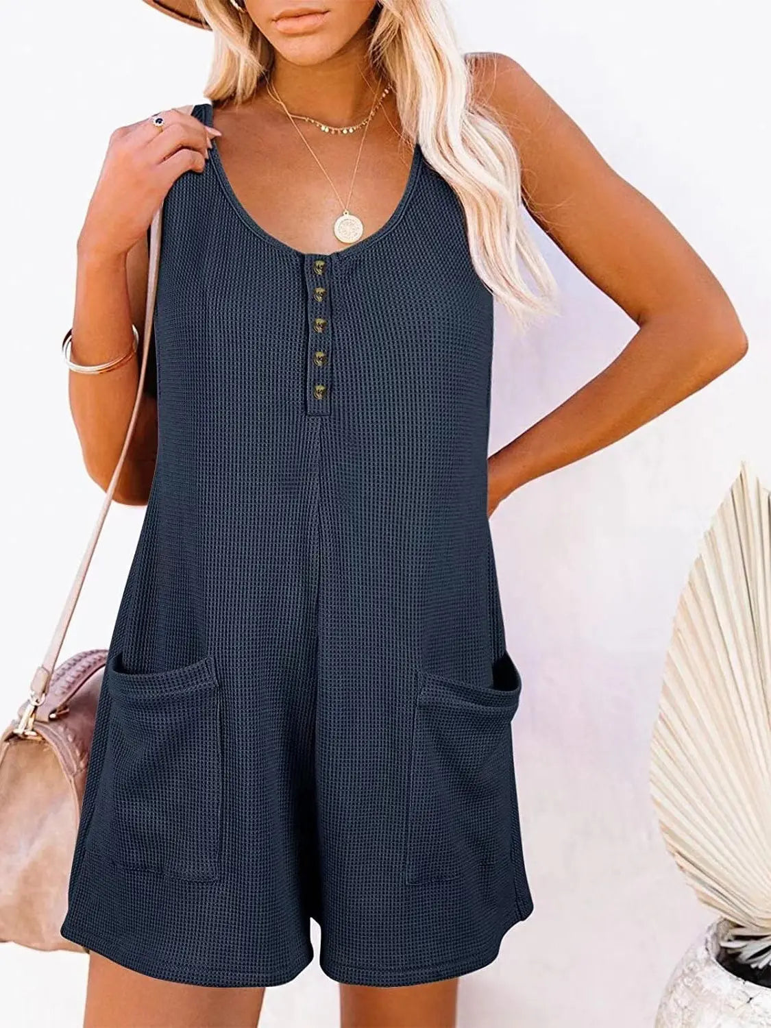 Size Inclusive Pocketed Scoop Neck Sleeveless Romper - ThingsWeUseAndLove 