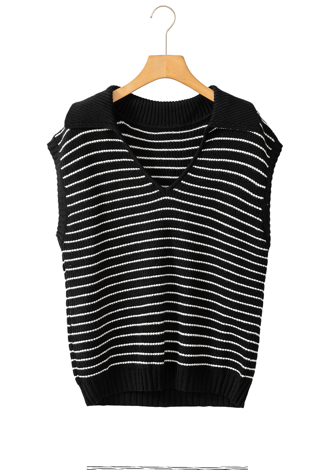 Turn-down Collar Sleeveless Knitted Top - ThingsWeUseAndLove 