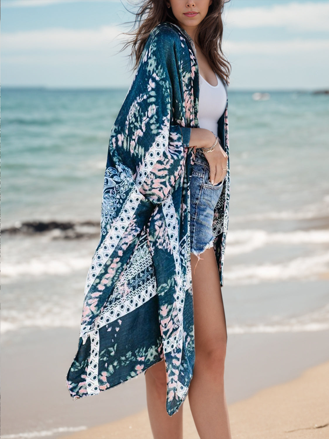 Polly Printed Open Front Cover-Up - ThingsWeUseAndLove 