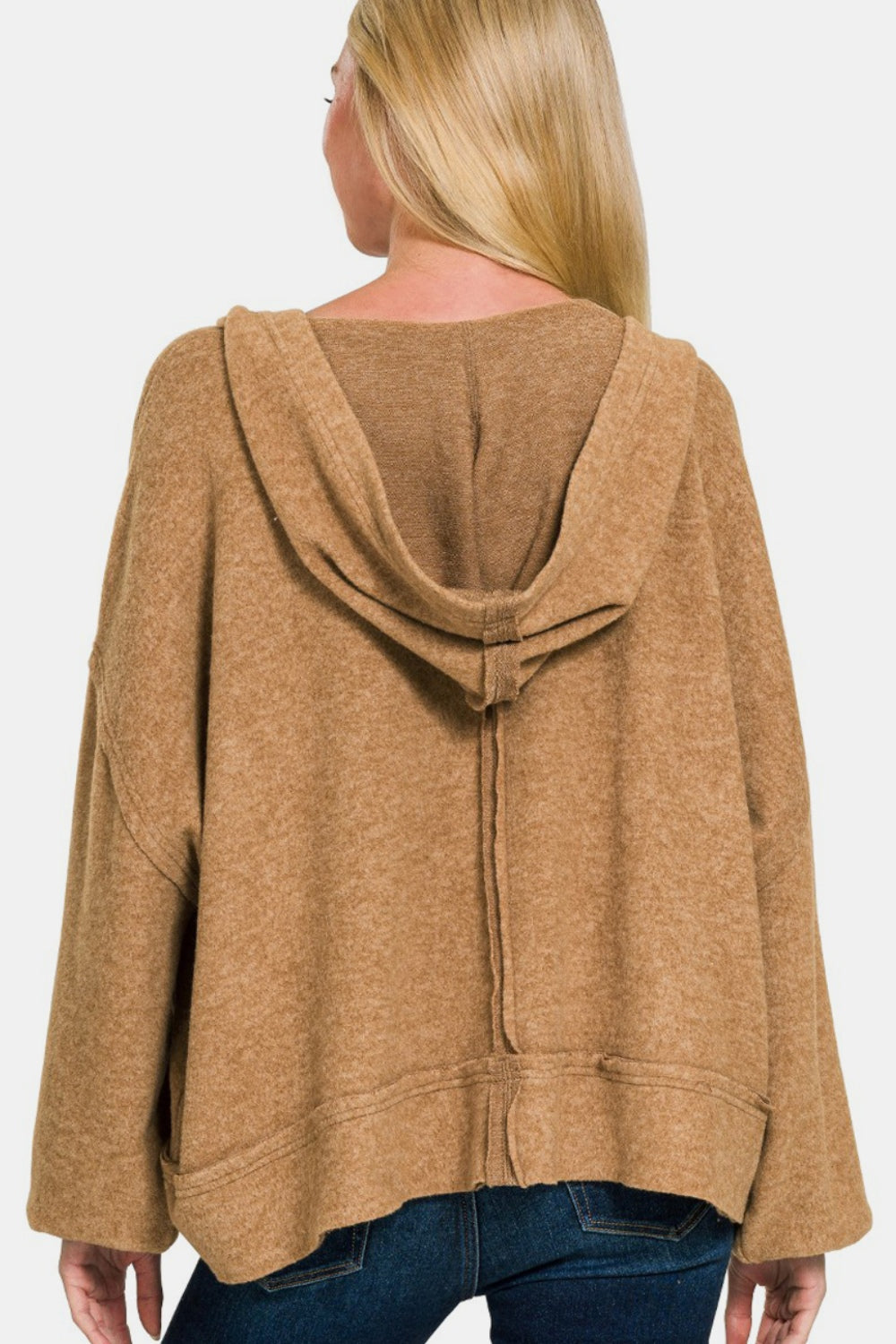 Brushed Hacci Exposed Seam Hoodie - ThingsWeUseAndLove 