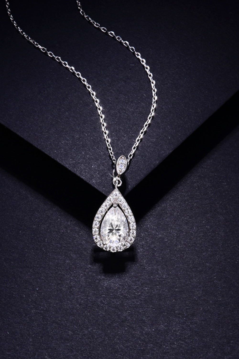 1.5 Carat Moissanite 925 Sterling Silver Teardrop Necklace - ThingsWeUseAndLove 