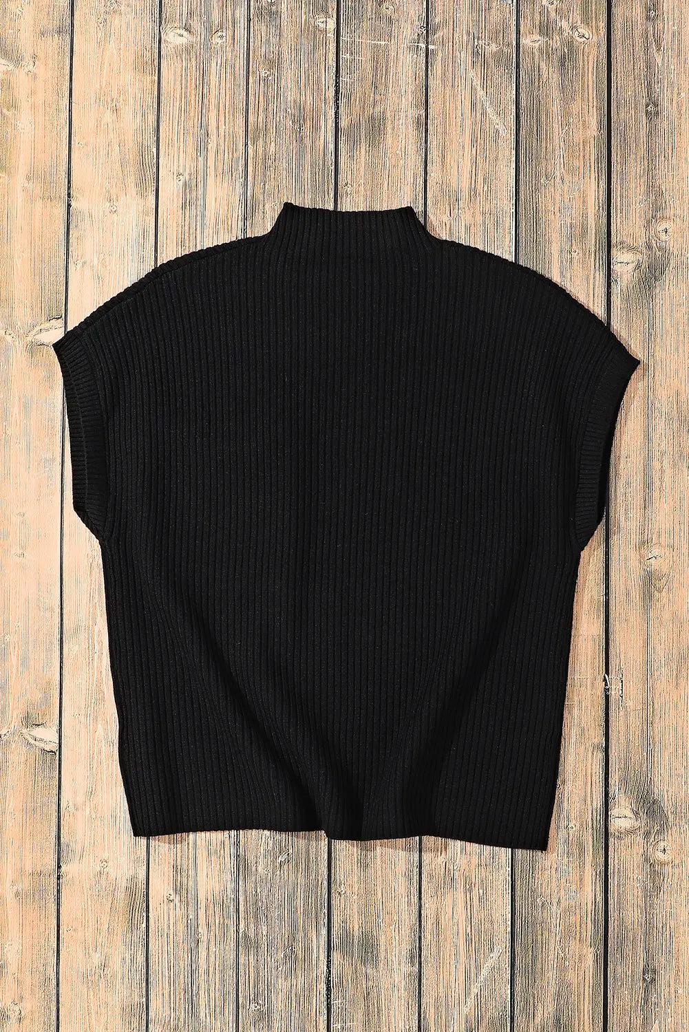 Gold Flame Patch Pocket Ribbed Knit Short Sleeve Sweater - ThingsWeUseAndLove 