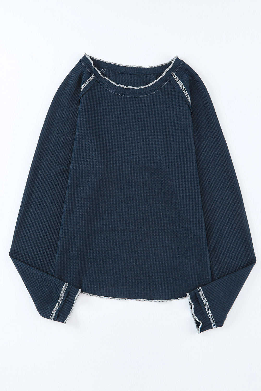 Exposed Seam Textured Pullover Long Sleeve Top - ThingsWeUseAndLove 