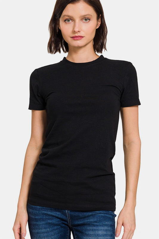 Zenana Crew Neck Short Sleeve T-Shirt - ThingsWeUseAndLove Black-XL