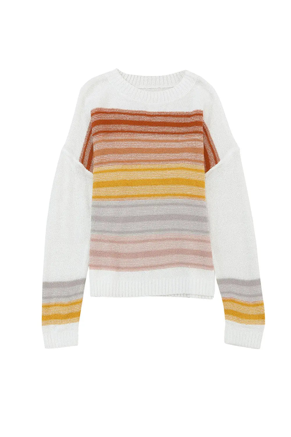 Multicolor Knitted Long Sleeve Pullover Striped Sweater - ThingsWeUseAndLove 