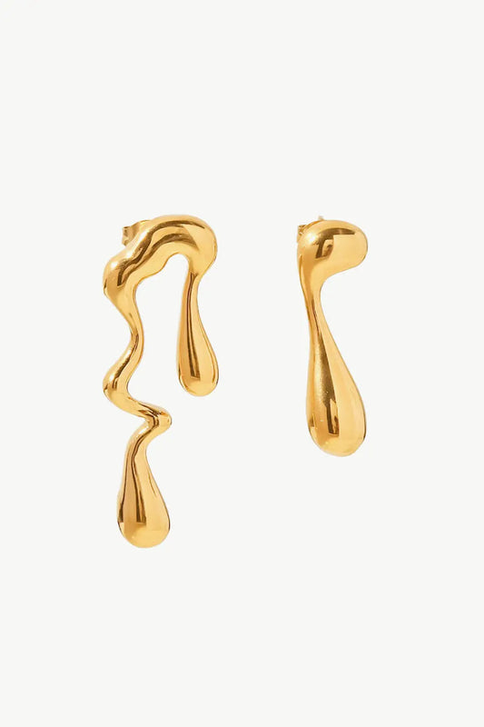 18K Gold Plated Geometric Mismatched Earrings - ThingsWeUseAndLove Gold-One-Size