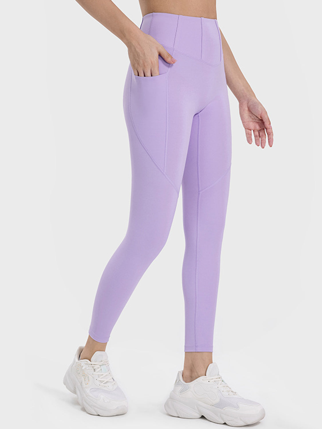 Jill High Waist Pocketed Active Leggings - ThingsWeUseAndLove Lavender-12