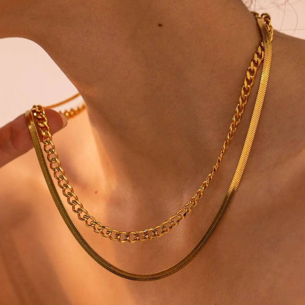 18K Gold-Plated Double Layered Necklace - ThingsWeUseAndLove Gold-One-Size