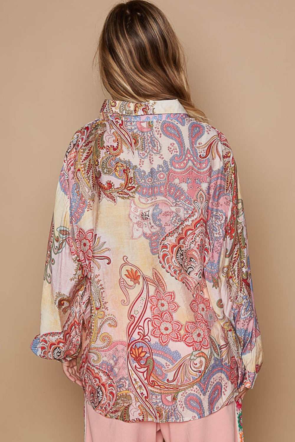 POL Button-Down Long Sleeve Paisley Print Shirt - ThingsWeUseAndLove 