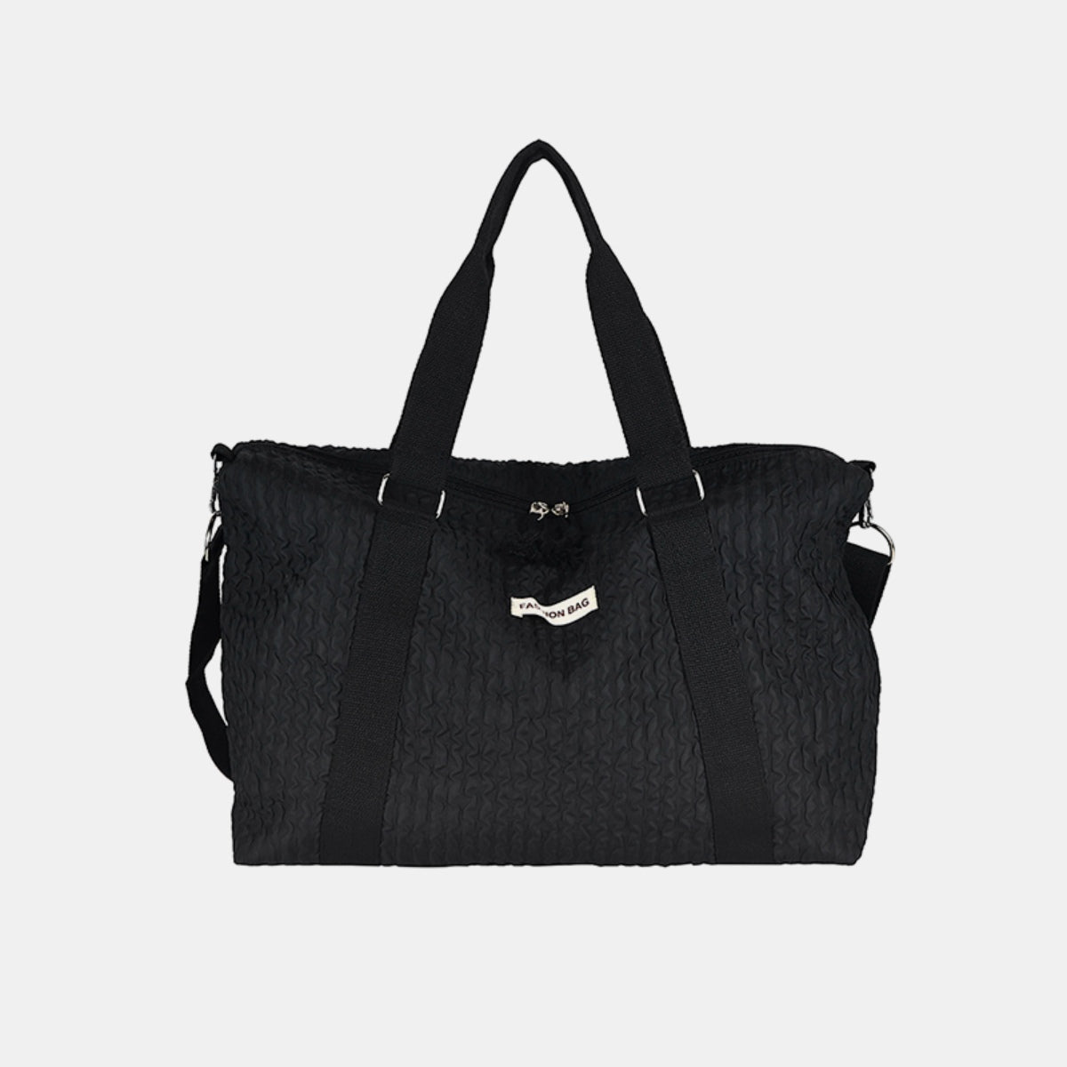 Textured Nylon Travel Bag - ThingsWeUseAndLove Black-One-Size