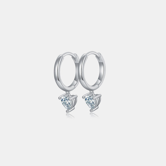 1 Carat Moissanite 925 Sterling Silver Heart Earrings - ThingsWeUseAndLove 