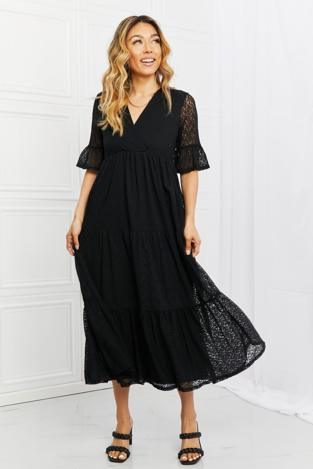 Black Lace Tiered Dress - ThingsWeUseAndLove 