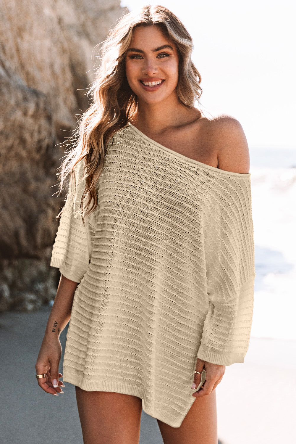 Casual Solid Rib-Knit Short Sleeve Top - ThingsWeUseAndLove 