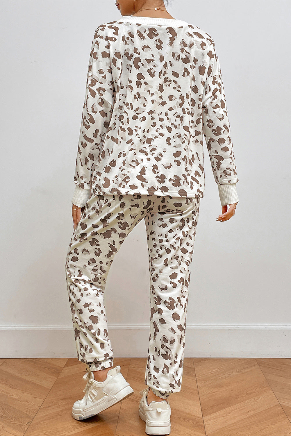 Leopard V-Neck Top and Pants Lounge Set - ThingsWeUseAndLove 