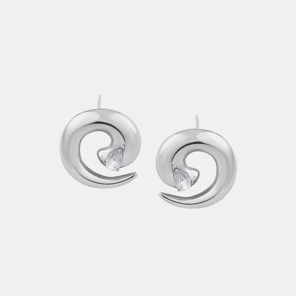 Titanium Steel Zircon Spiral Shape Earrings - ThingsWeUseAndLove Silver-One-Size