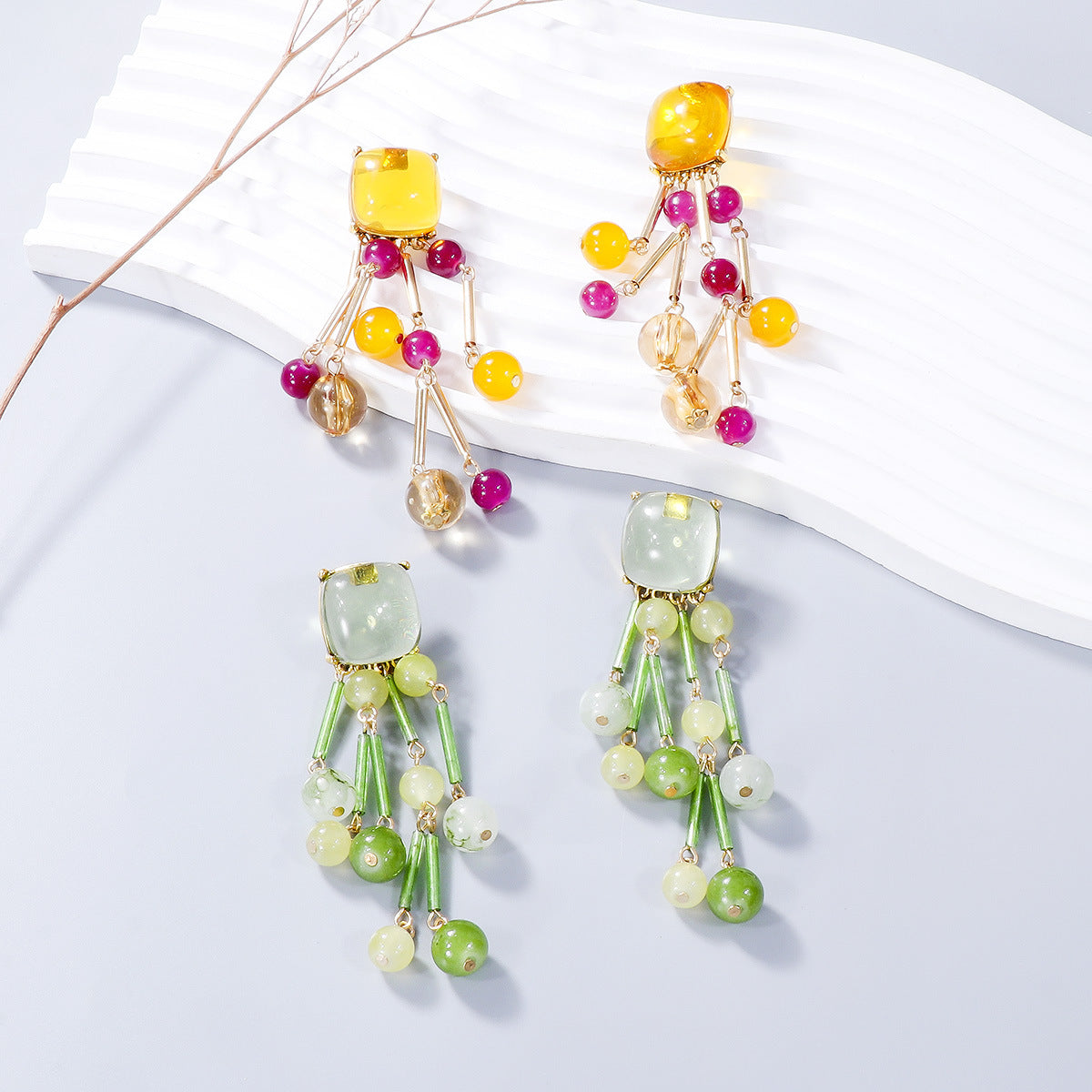 Acrylic Bead Dangle Earrings - ThingsWeUseAndLove 