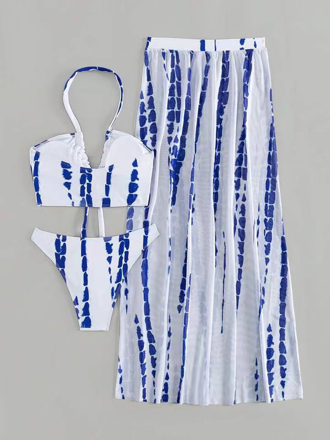 Printed Halter Neck Three-Piece Swim Set - ThingsWeUseAndLove 