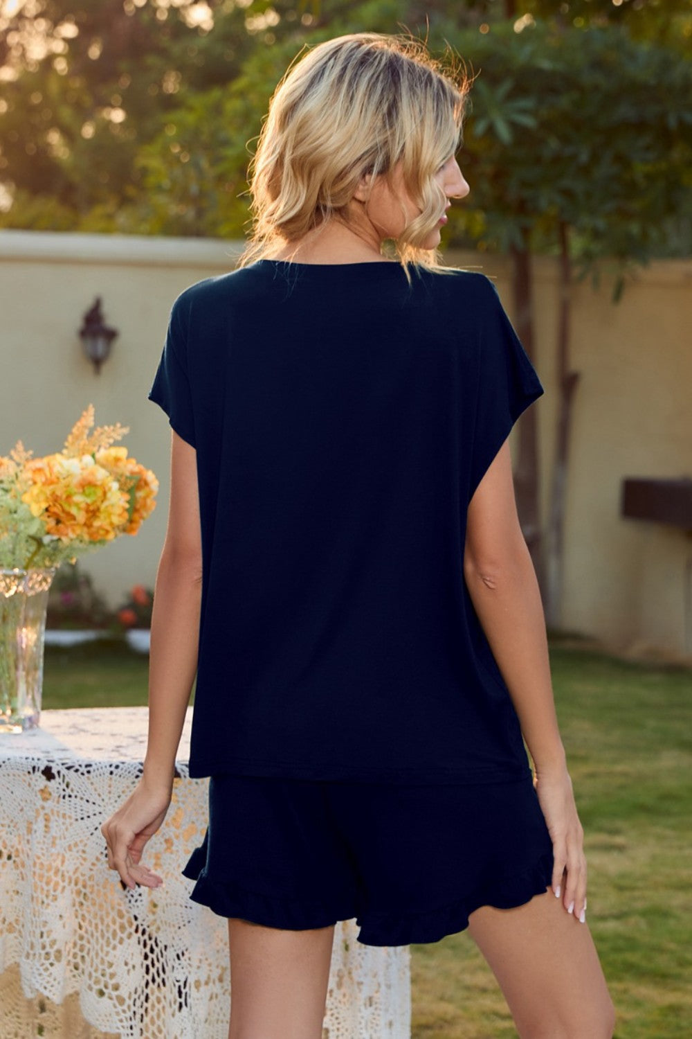 Milani Round Neck Short Sleeve T-Shirt and Drawstring Shorts Lounge Set - ThingsWeUseAndLove 