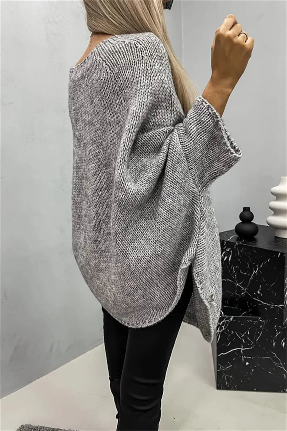 Batwing Sleeve Round Neck Sweater - ThingsWeUseAndLove 