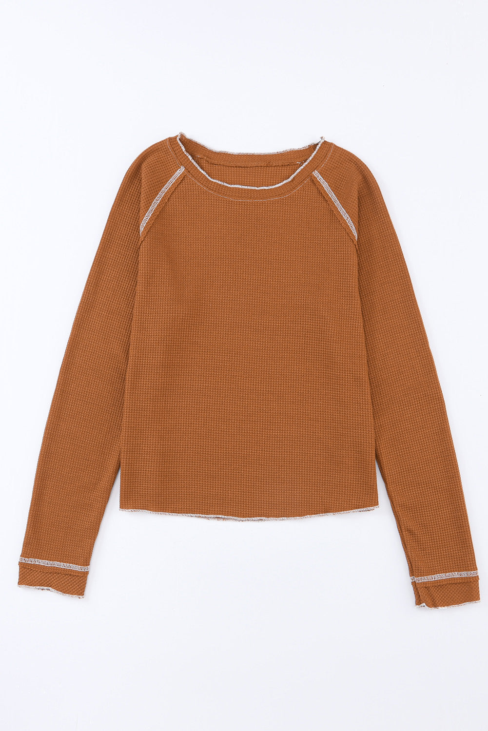 Exposed Seam Textured Pullover Long Sleeve Top - ThingsWeUseAndLove 