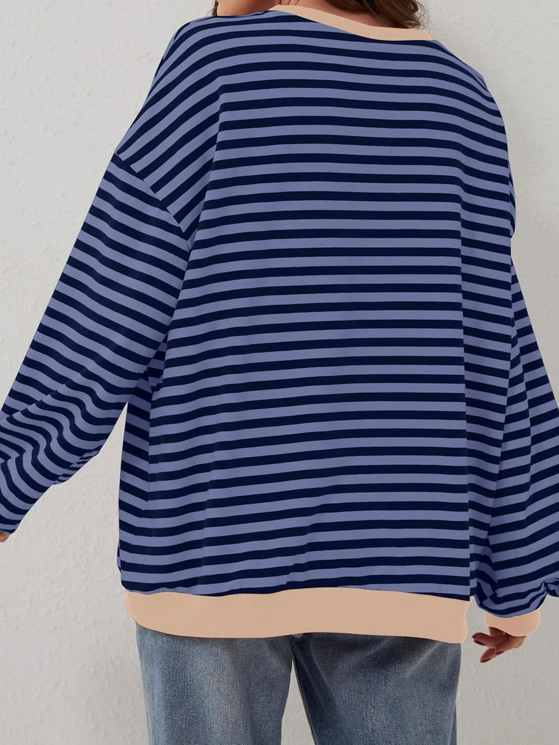 Aviana Contrast Striped Long Sleeve Sweatshirt - ThingsWeUseAndLove 