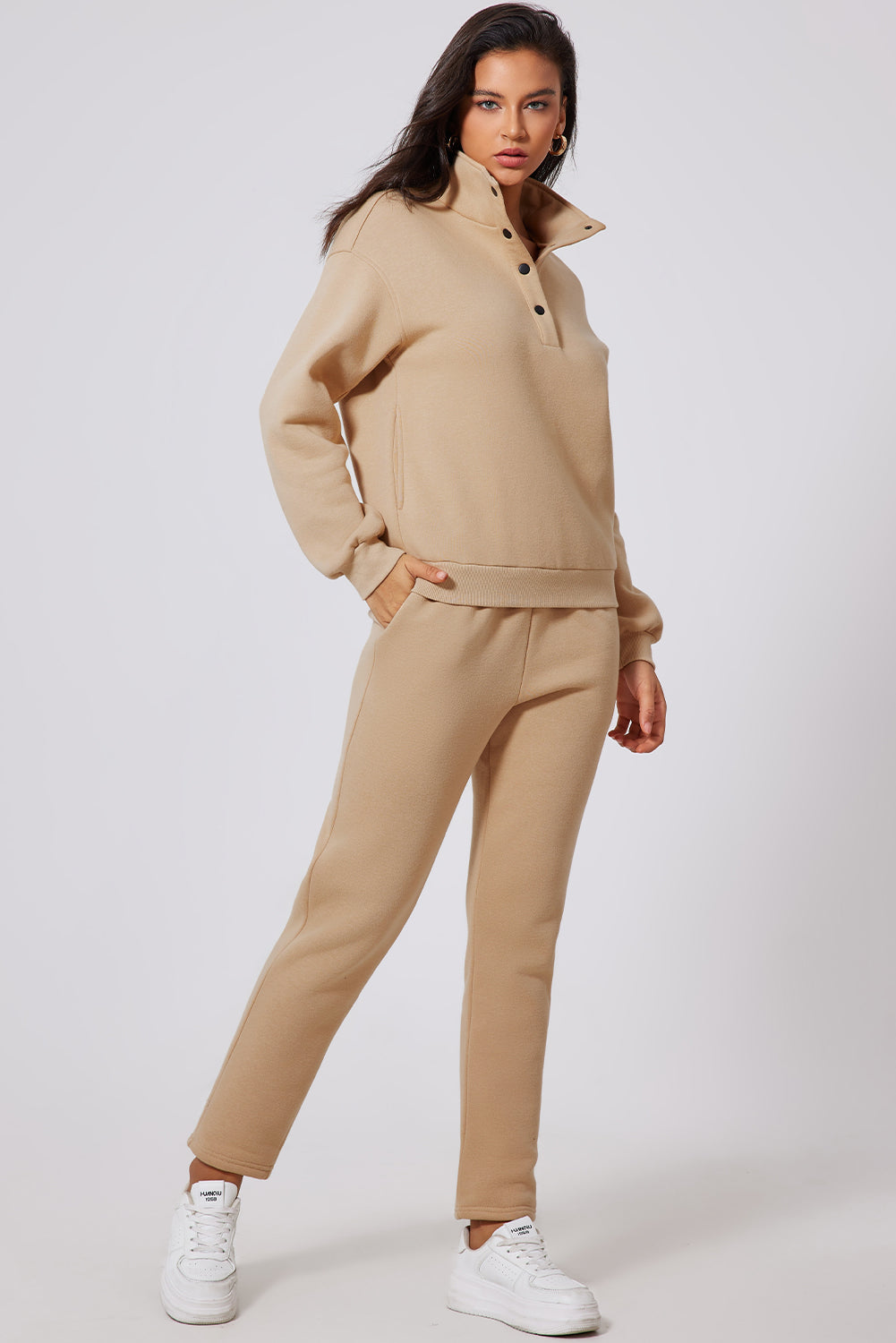 Half Snap Turtleneck Top and Pants Active Set - ThingsWeUseAndLove 