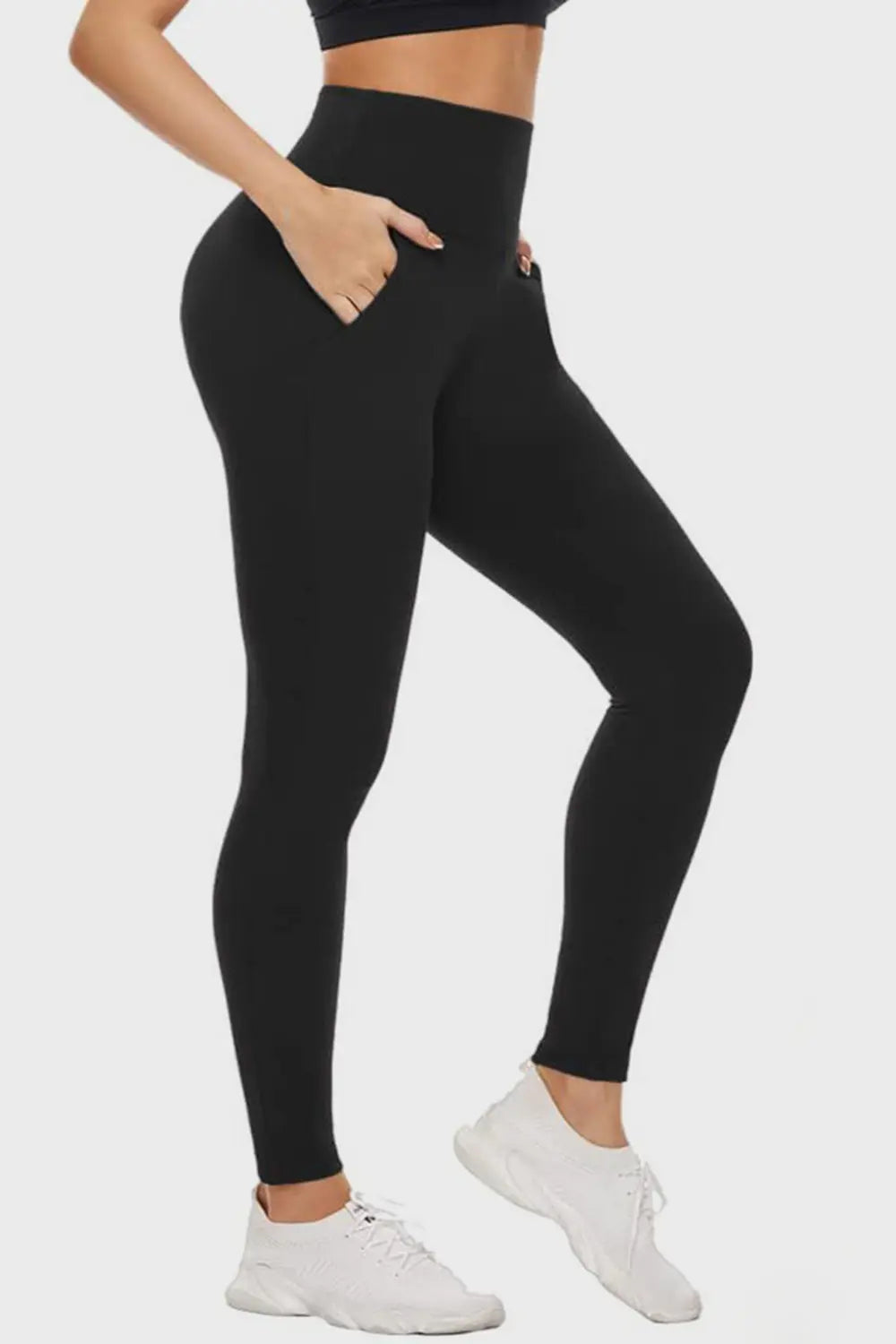 Pocketed High Waist Active Leggings - ThingsWeUseAndLove 