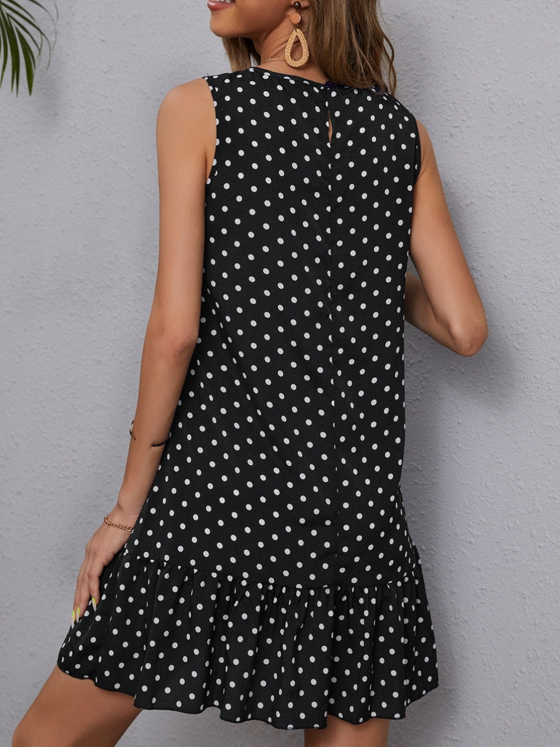 Ramie Polka Dot Sleeveless Mini Dress - ThingsWeUseAndLove 